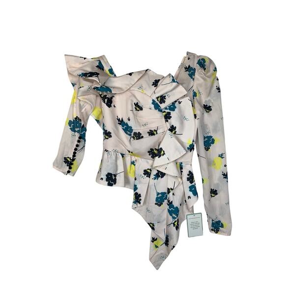 Self Portrait women's size 4 small asymmetrical pink floral top revolve new - Picture 2 of 15